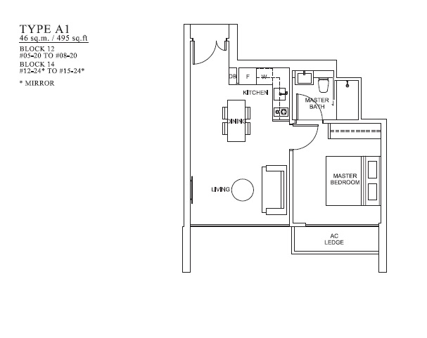 The Venue 1 Bedroom Floor Plan 1