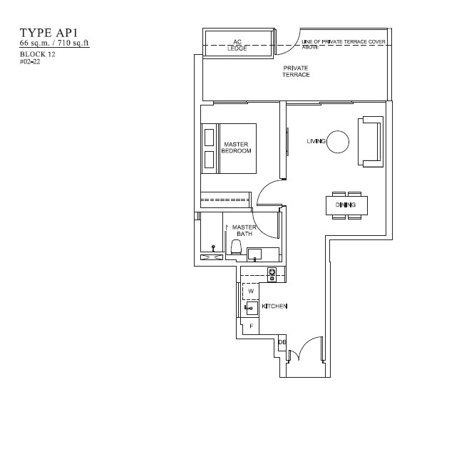 The Venue 1 Bedroom Floor Plan 2