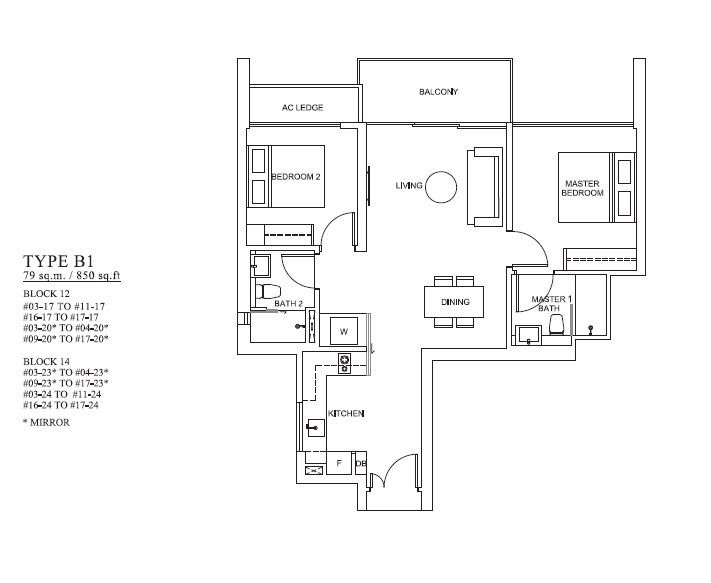 The Venue 1 Bedroom Floor Plan 4