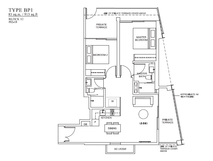The Venue 1 Bedroom Floor Plan 6