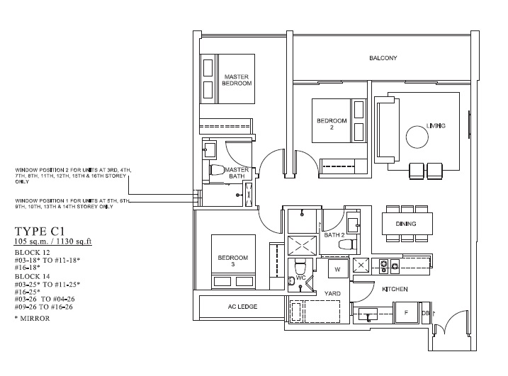 The Venue 1 Bedroom Floor Plan 7
