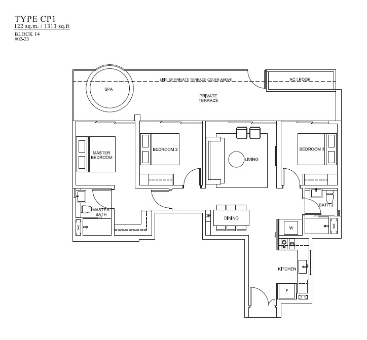 The Venue 1 Bedroom Floor Plan 9